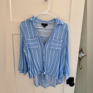 Pattern & Co. Light Blue Striped Button Down Shirt